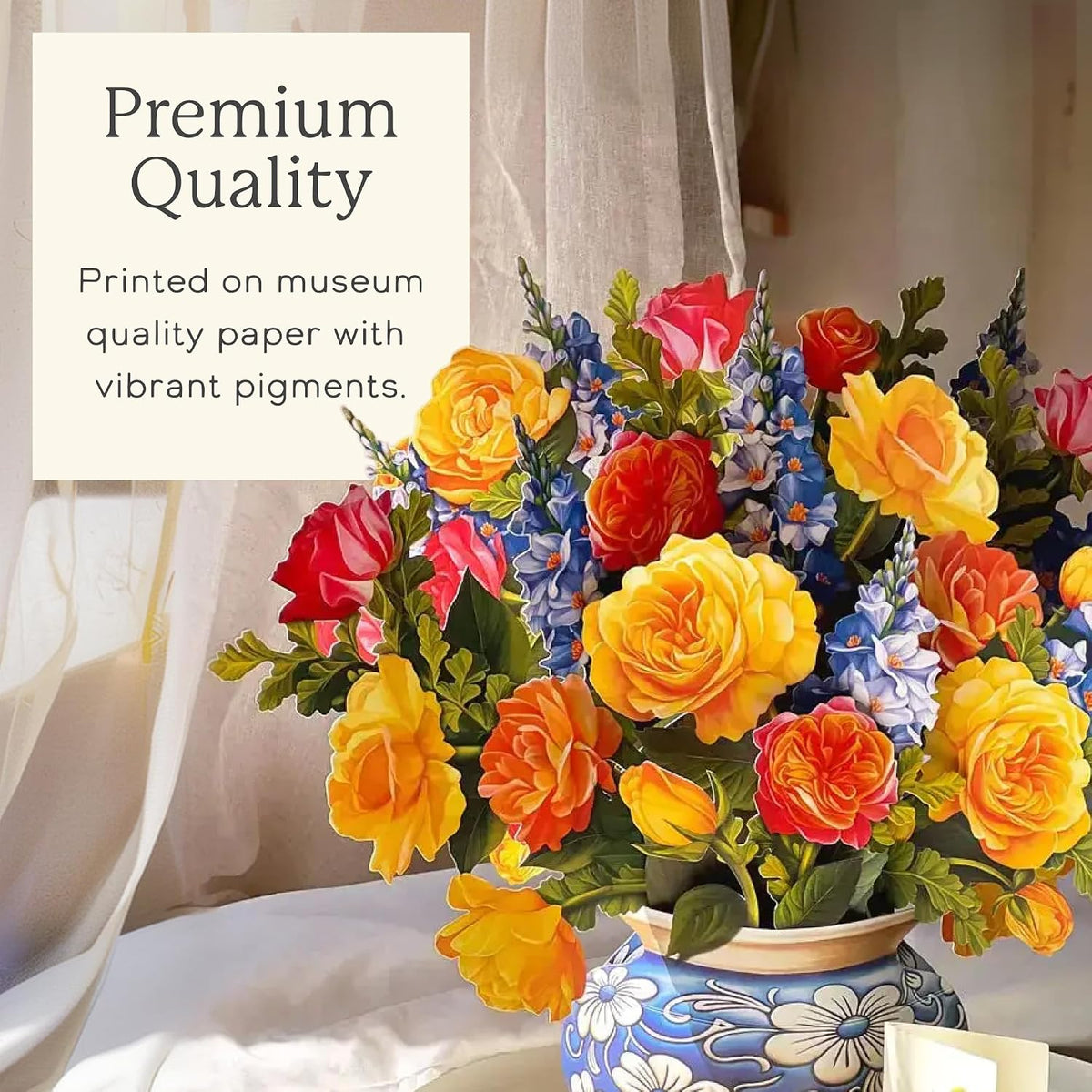 Grande Sorbet Roses 19 Inch Life-Sized 3D Pop up Card – Greeting Card, Birthday, Thank You, Anniversary, Gifts for Mom and Her – Includes Notecard and Envelope