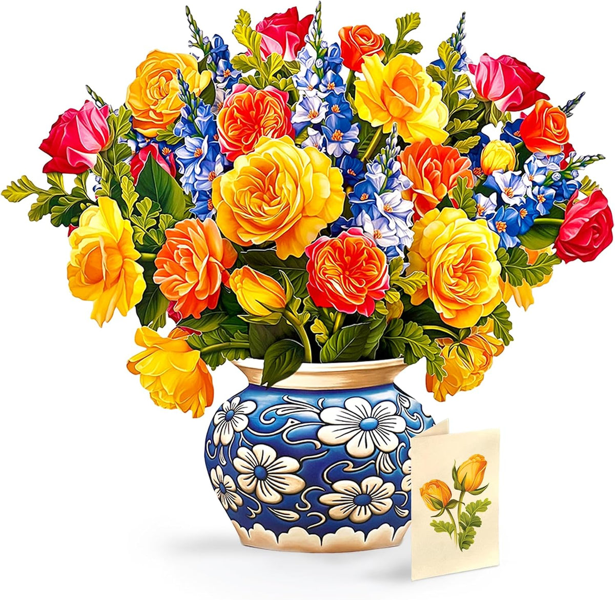 Grande Sorbet Roses 19 Inch Life-Sized 3D Pop up Card – Greeting Card, Birthday, Thank You, Anniversary, Gifts for Mom and Her – Includes Notecard and Envelope