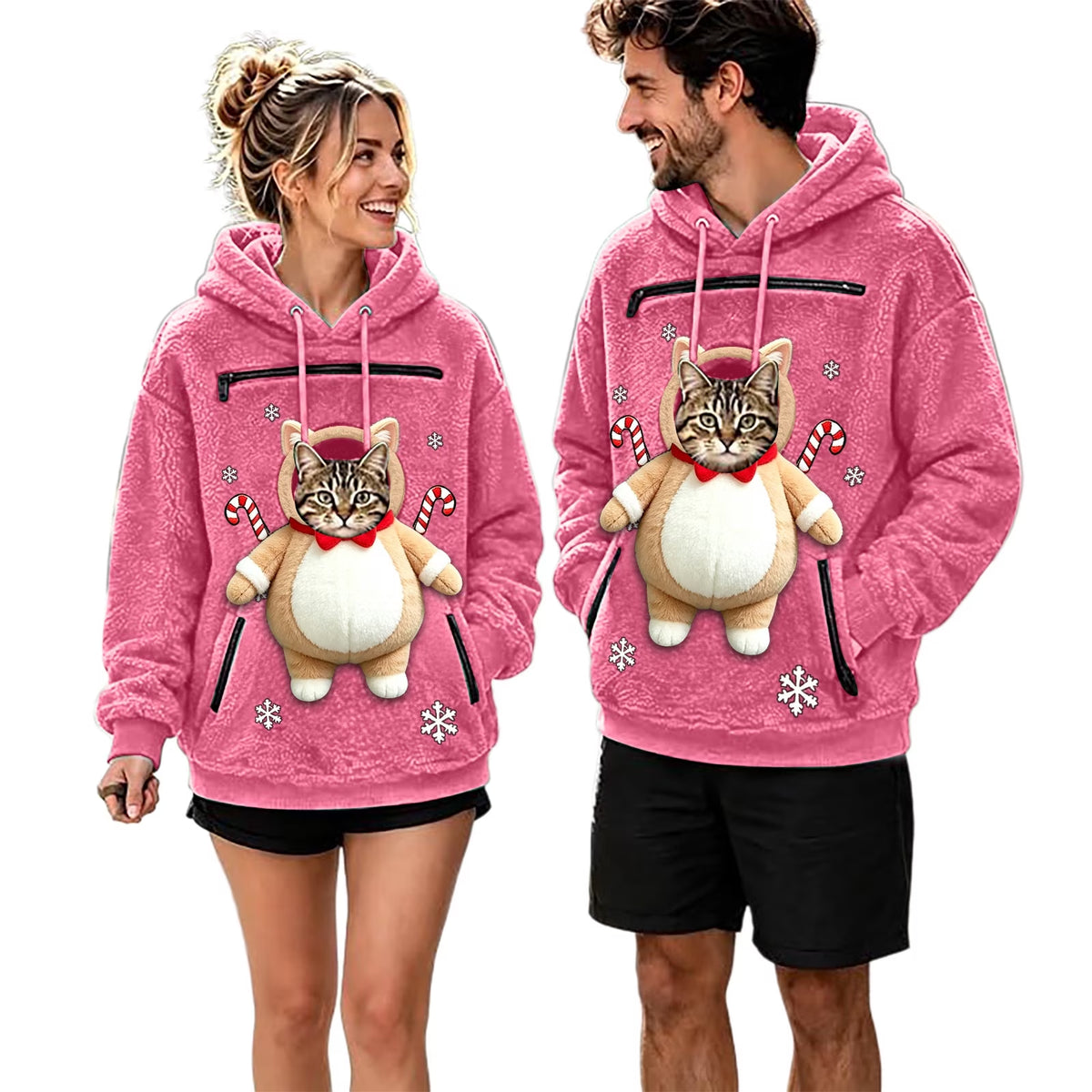 Fuzzy Pet Carrier Hoodie Christmas Unisex Small Animal Holding Sweatshirt Cat Dog Pouch Pullover Tops