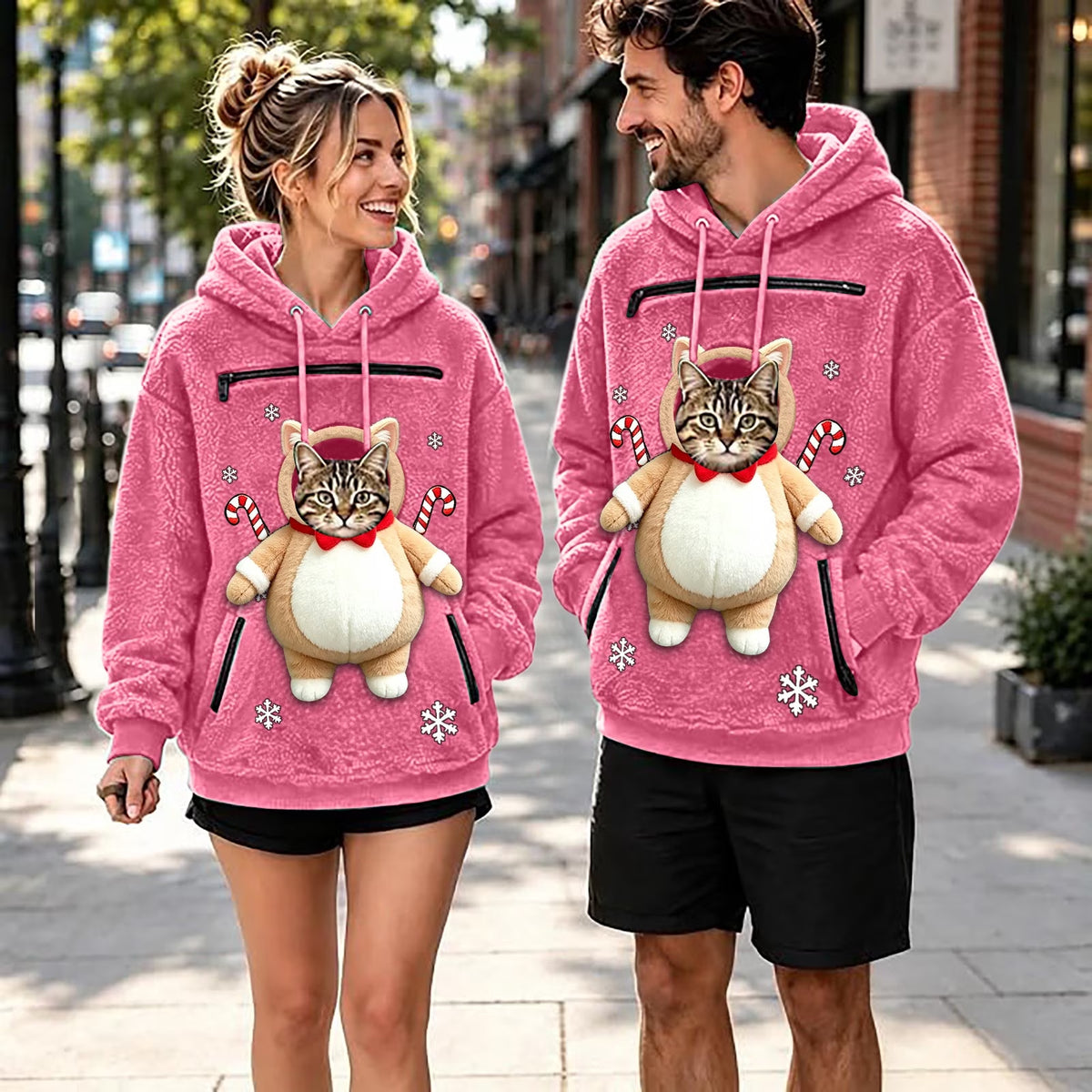 Fuzzy Pet Carrier Hoodie Christmas Unisex Small Animal Holding Sweatshirt Cat Dog Pouch Pullover Tops