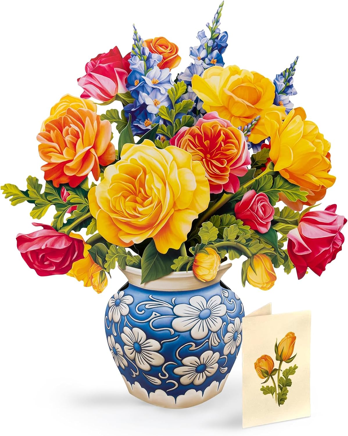 Grande Sorbet Roses 19 Inch Life-Sized 3D Pop up Card – Greeting Card, Birthday, Thank You, Anniversary, Gifts for Mom and Her – Includes Notecard and Envelope