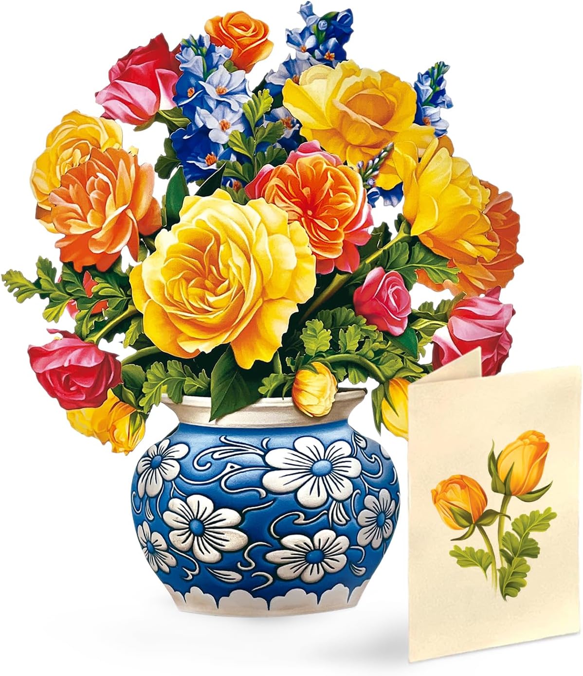 Grande Sorbet Roses 19 Inch Life-Sized 3D Pop up Card – Greeting Card, Birthday, Thank You, Anniversary, Gifts for Mom and Her – Includes Notecard and Envelope
