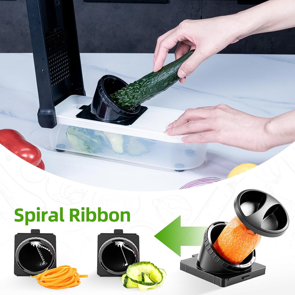 Vegetable Chopper with Container, 12 in 1 Manual Food Chopper Cutter, Black