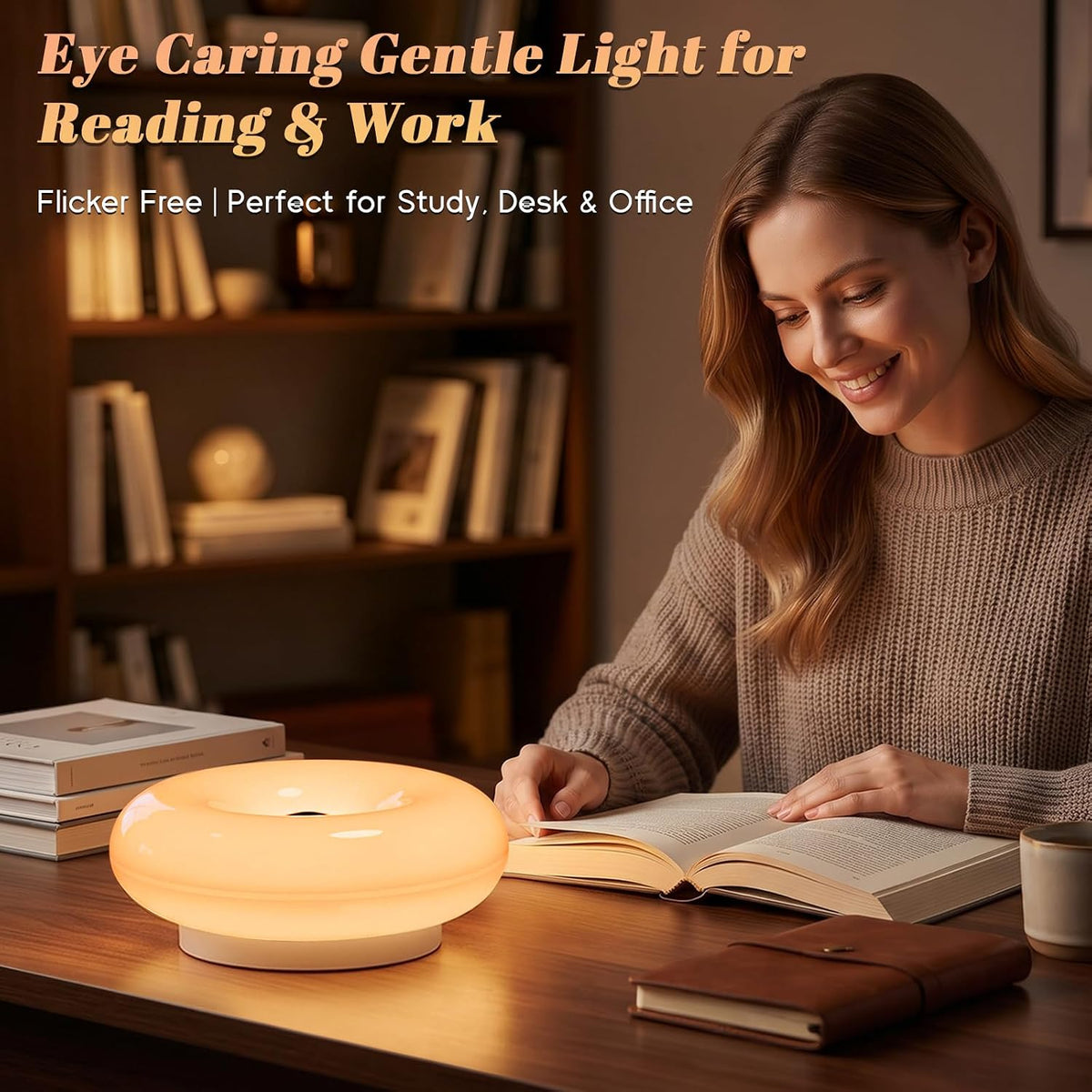 Donut Table Lamp,Rechargeable Donut Wall Lamp with 16-Color RGB Remote & Touch Control,Stepless Dimmable Night Light with Type-C Charging for Versatile Room Decor,Creative Gift