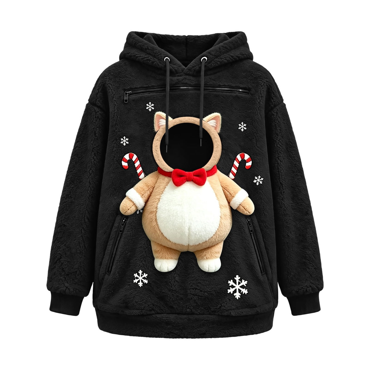 Fuzzy Pet Carrier Hoodie Christmas Unisex Small Animal Holding Sweatshirt Cat Dog Pouch Pullover Tops