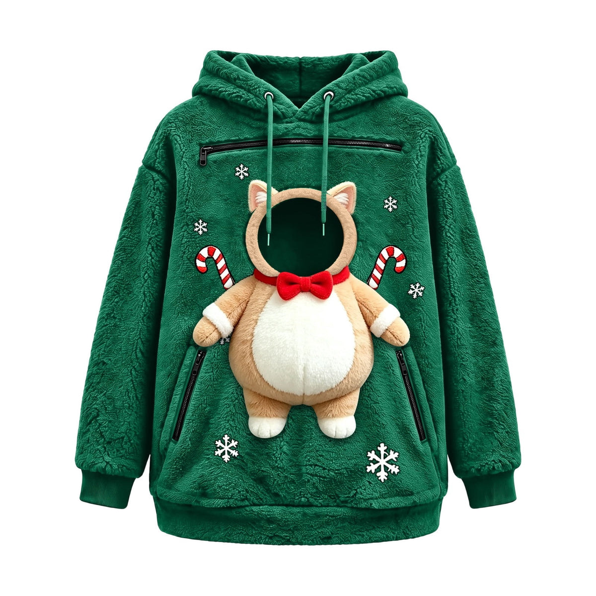 Fuzzy Pet Carrier Hoodie Christmas Unisex Small Animal Holding Sweatshirt Cat Dog Pouch Pullover Tops