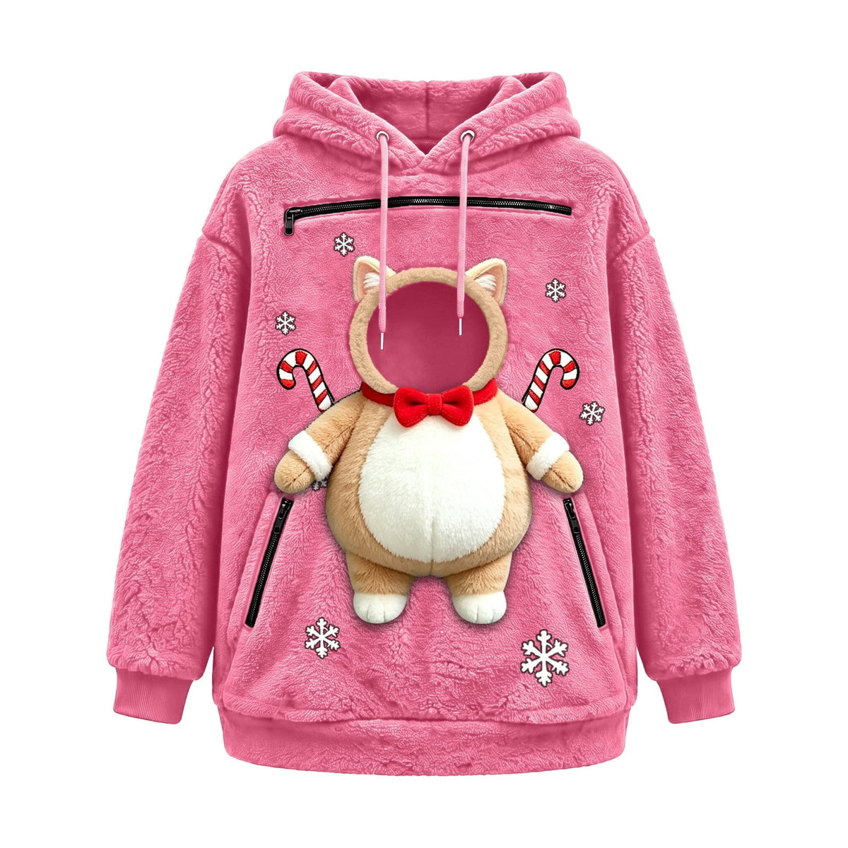 Fuzzy Pet Carrier Hoodie Christmas Unisex Small Animal Holding Sweatshirt Cat Dog Pouch Pullover Tops
