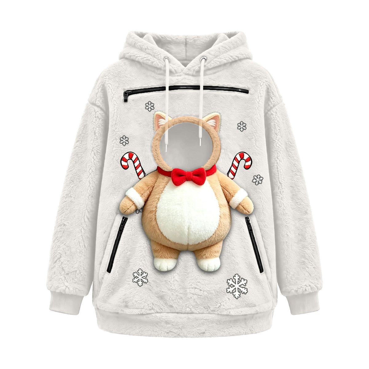 Fuzzy Pet Carrier Hoodie Christmas Unisex Small Animal Holding Sweatshirt Cat Dog Pouch Pullover Tops