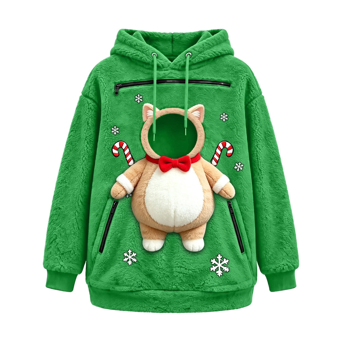 Fuzzy Pet Carrier Hoodie Christmas Unisex Small Animal Holding Sweatshirt Cat Dog Pouch Pullover Tops
