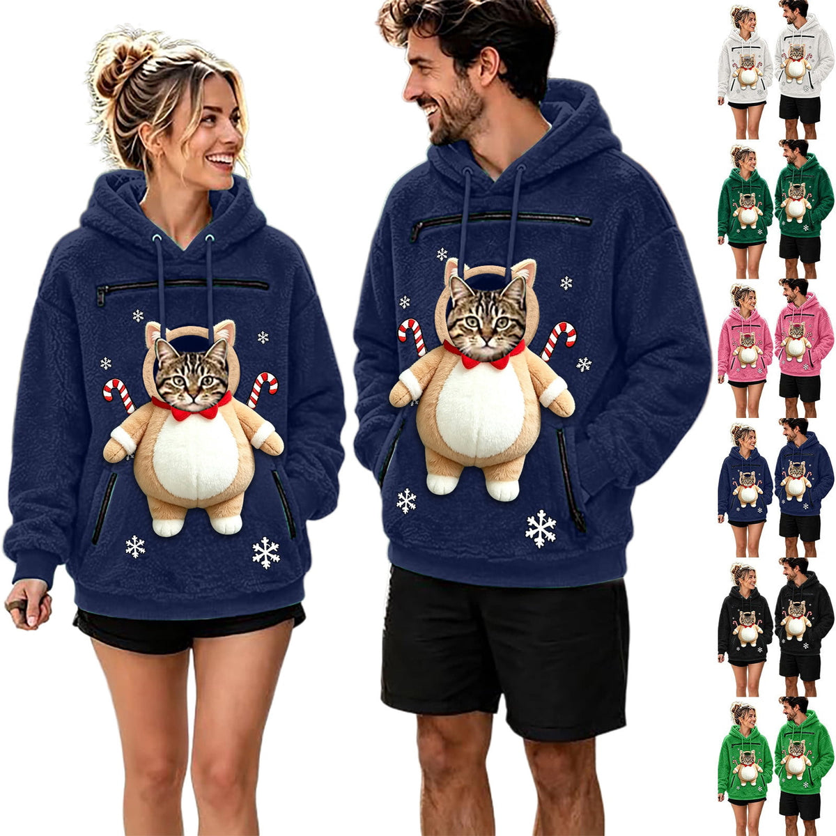 Fuzzy Pet Carrier Hoodie Christmas Unisex Small Animal Holding Sweatshirt Cat Dog Pouch Pullover Tops