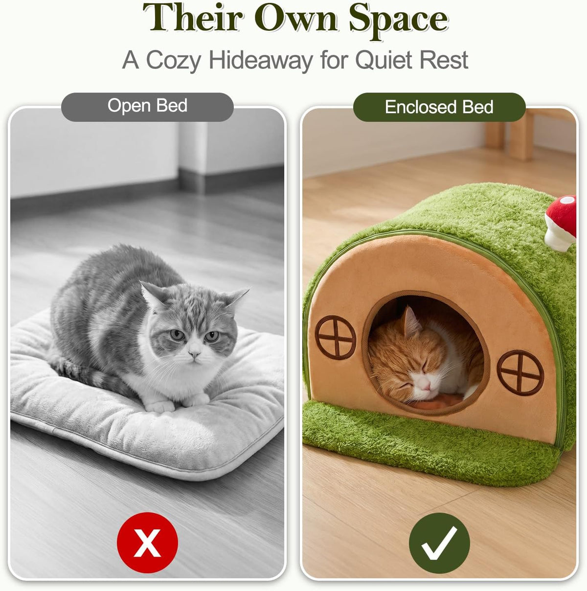 Cat House for Indoor Cats - Tree Hole Cat Bed Cave Hideaway