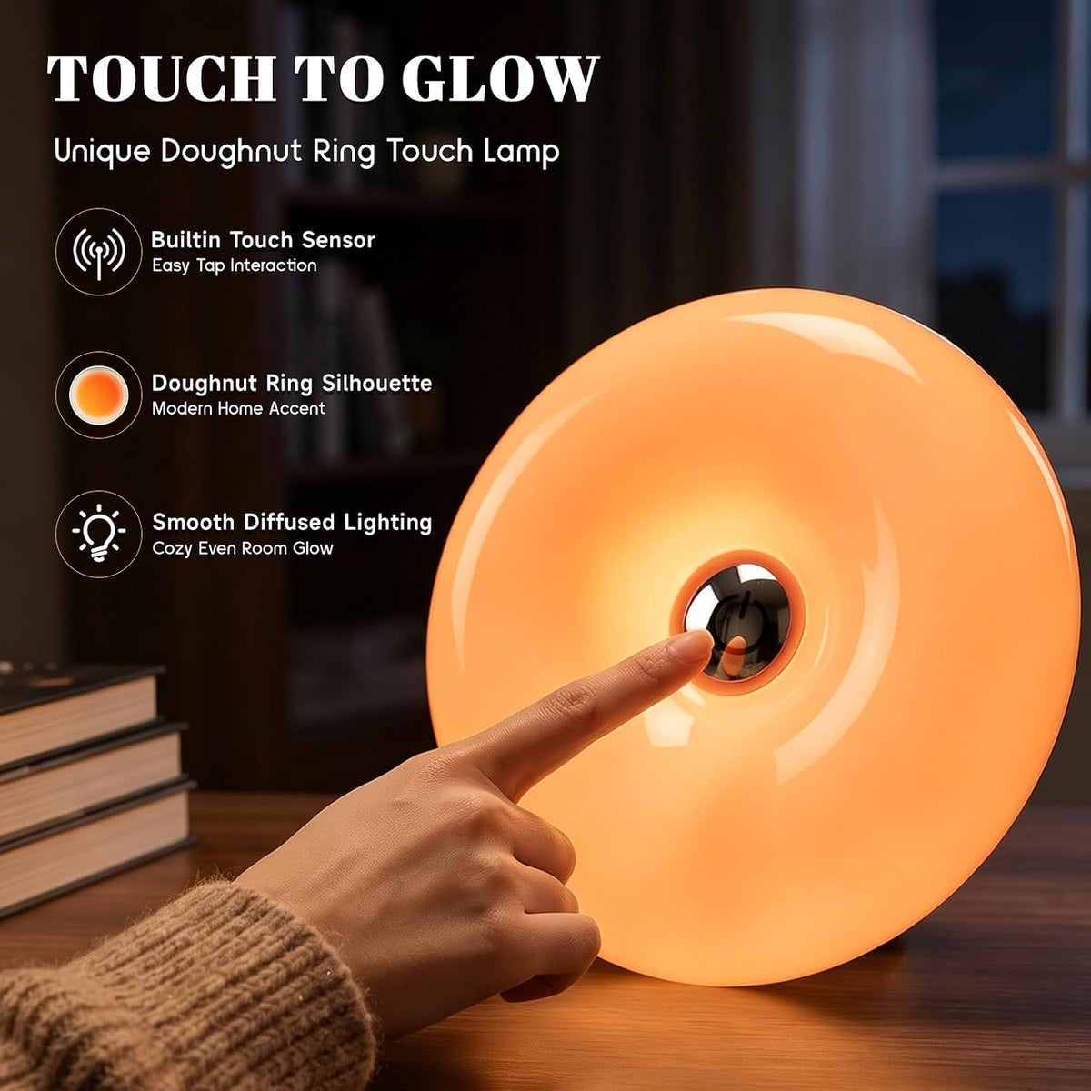 Donut Table Lamp,Rechargeable Donut Wall Lamp with 16-Color RGB Remote & Touch Control,Stepless Dimmable Night Light with Type-C Charging for Versatile Room Decor,Creative Gift